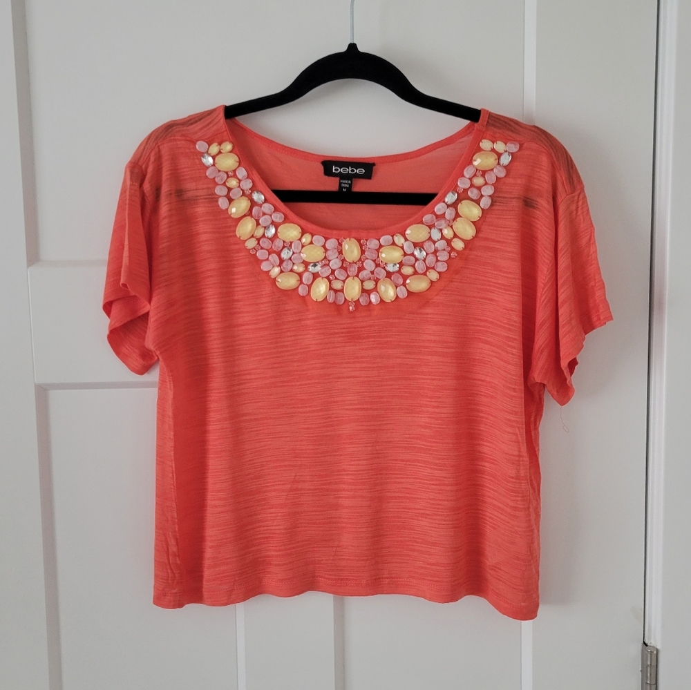 Bebe Cropped Jewel Bib Top